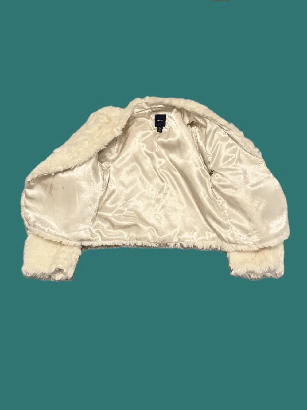 Gap Kids White Faux Fur Cropped Coat Jacket Girls XXL 14-16 Glam Dressy Teen